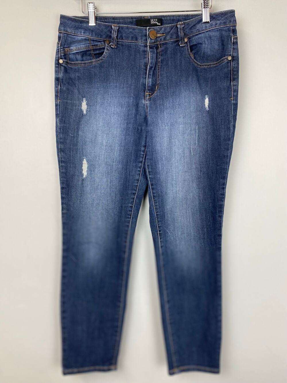 1822 Denim Distressed Straight Skinny Jeans Size 12